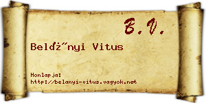 Belányi Vitus névjegykártya